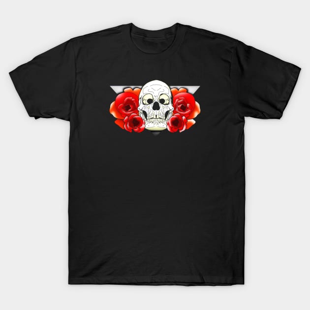 Skull Rose T-Shirt by crowjandesigns